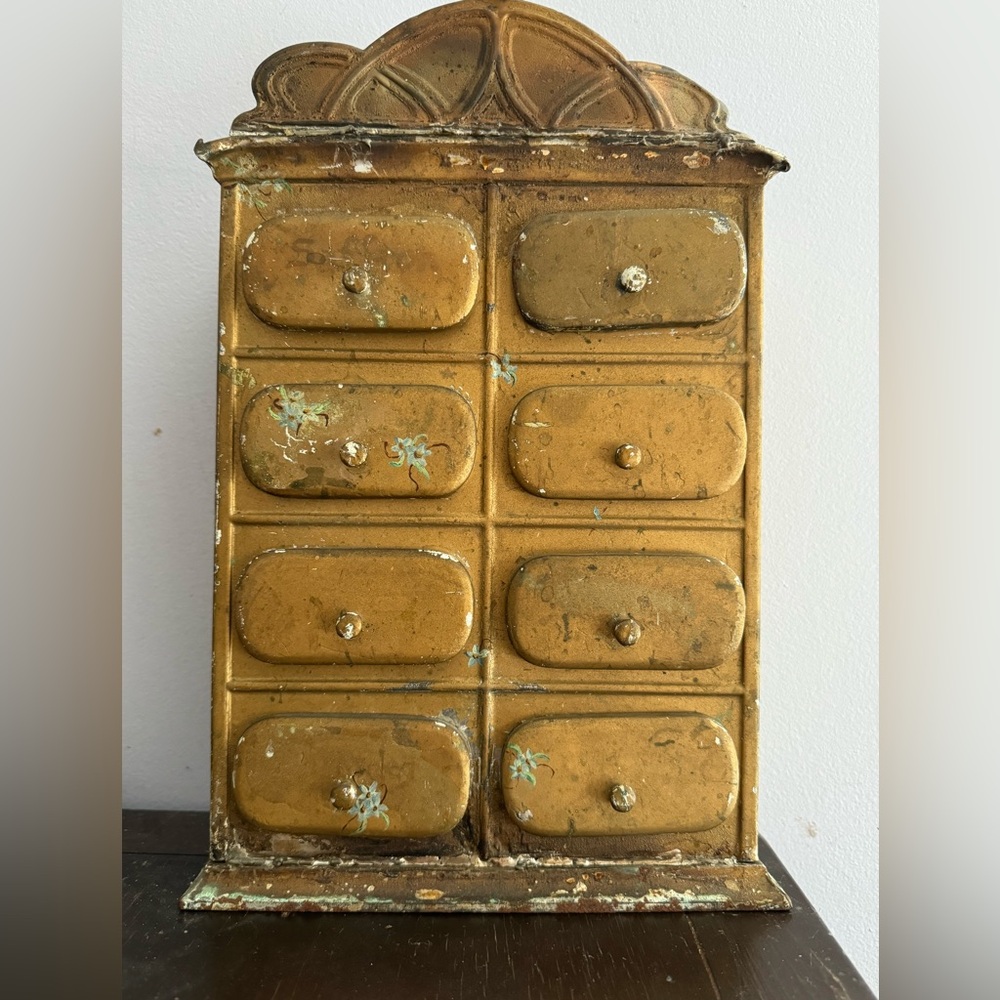 Antique metal, hand painted Spice Container